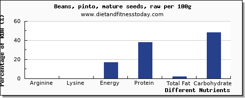 chart to show highest arginine in pinto beans per 100g